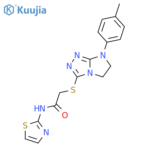 2-{7-(4-methylphenyl)-5H,6H,7H-imidazo2,1-c1,2,4triazol-3-ylsulfanyl}-N-(1,3-thiazol-2-yl)acetamide structure
