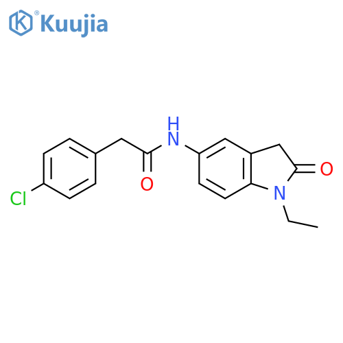 2-(4-chlorophenyl)-N-(1-ethyl-2-oxo-2,3-dihydro-1H-indol-5-yl)acetamide structure