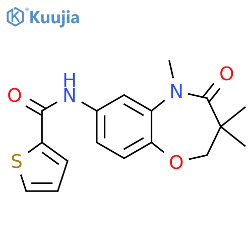 N-(3,3,5-trimethyl-4-oxo-2,3,4,5-tetrahydro-1,5-benzoxazepin-7-yl)thiophene-2-carboxamide structure