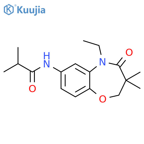 N-(5-ethyl-3,3-dimethyl-4-oxo-2,3,4,5-tetrahydro-1,5-benzoxazepin-7-yl)-2-methylpropanamide structure