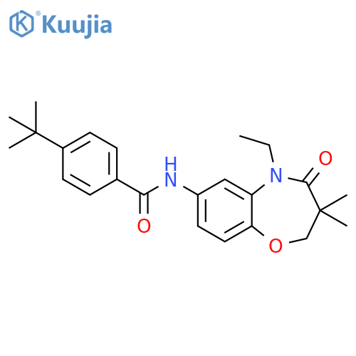 4-tert-butyl-N-(5-ethyl-3,3-dimethyl-4-oxo-2,3,4,5-tetrahydro-1,5-benzoxazepin-7-yl)benzamide structure