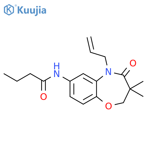 N-3,3-dimethyl-4-oxo-5-(prop-2-en-1-yl)-2,3,4,5-tetrahydro-1,5-benzoxazepin-7-ylbutanamide structure