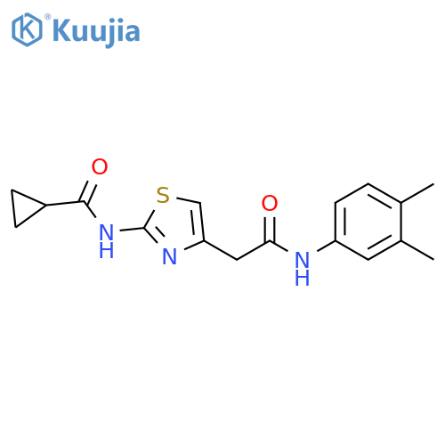 N-(4-{(3,4-dimethylphenyl)carbamoylmethyl}-1,3-thiazol-2-yl)cyclopropanecarboxamide structure