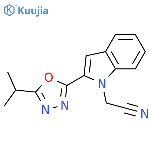 2-{2-5-(propan-2-yl)-1,3,4-oxadiazol-2-yl-1H-indol-1-yl}acetonitrile structure