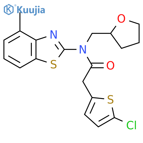 2-(5-chlorothiophen-2-yl)-N-(4-methyl-1,3-benzothiazol-2-yl)-N-(oxolan-2-yl)methylacetamide structure