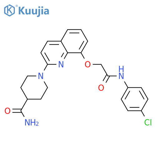 1-(8-{(4-chlorophenyl)carbamoylmethoxy}quinolin-2-yl)piperidine-4-carboxamide structure