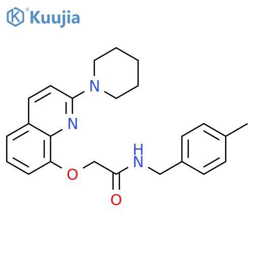 N-(4-methylphenyl)methyl-2-{2-(piperidin-1-yl)quinolin-8-yloxy}acetamide structure