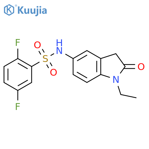 N-(1-ethyl-2-oxo-2,3-dihydro-1H-indol-5-yl)-2,5-difluorobenzene-1-sulfonamide structure
