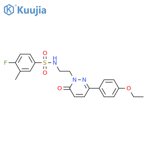 N-{2-3-(4-ethoxyphenyl)-6-oxo-1,6-dihydropyridazin-1-ylethyl}-4-fluoro-3-methylbenzene-1-sulfonamide structure
