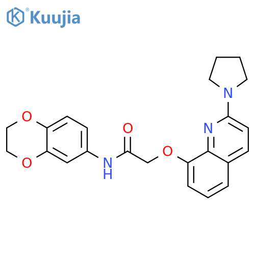N-(2,3-dihydro-1,4-benzodioxin-6-yl)-2-{2-(pyrrolidin-1-yl)quinolin-8-yloxy}acetamide structure