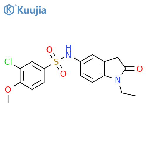 3-chloro-N-(1-ethyl-2-oxo-2,3-dihydro-1H-indol-5-yl)-4-methoxybenzene-1-sulfonamide structure