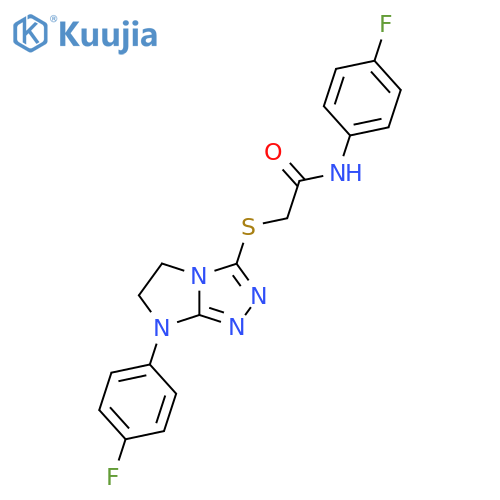 N-(4-fluorophenyl)-2-{7-(4-fluorophenyl)-5H,6H,7H-imidazo2,1-c1,2,4triazol-3-ylsulfanyl}acetamide structure