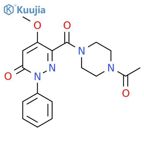 6-(4-acetylpiperazine-1-carbonyl)-5-methoxy-2-phenyl-2,3-dihydropyridazin-3-one structure