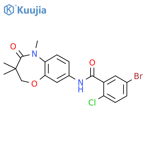 5-bromo-2-chloro-N-(3,3,5-trimethyl-4-oxo-2,3,4,5-tetrahydro-1,5-benzoxazepin-8-yl)benzamide structure