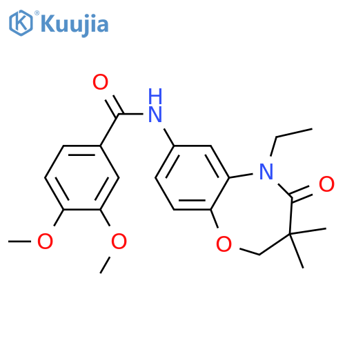 N-(5-ethyl-3,3-dimethyl-4-oxo-2,3,4,5-tetrahydro-1,5-benzoxazepin-7-yl)-3,4-dimethoxybenzamide structure