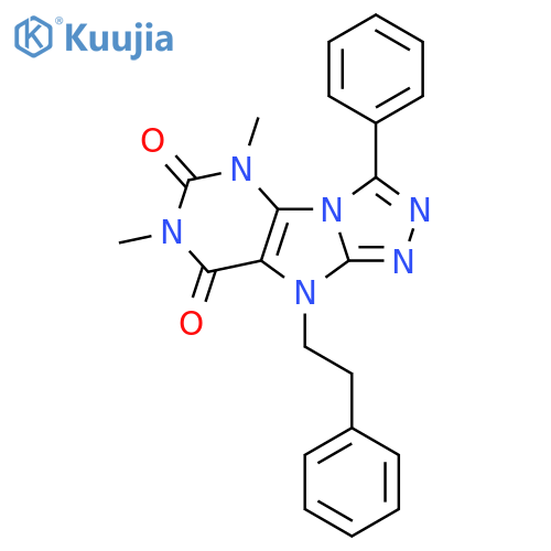 5,7-dimethyl-3-phenyl-9-(2-phenylethyl)-5H,6H,7H,8H,9H-1,2,4triazolo3,4-hpurine-6,8-dione structure