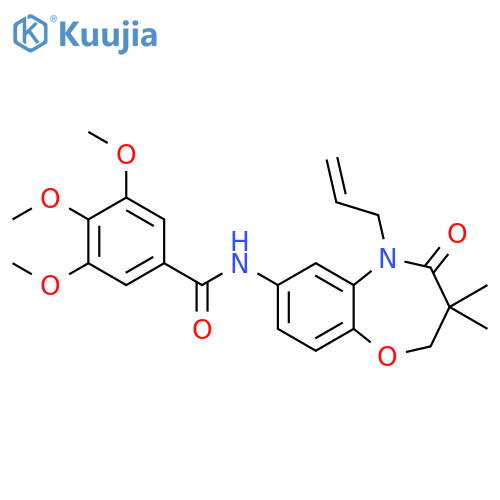 N-3,3-dimethyl-4-oxo-5-(prop-2-en-1-yl)-2,3,4,5-tetrahydro-1,5-benzoxazepin-7-yl-3,4,5-trimethoxybenzamide structure