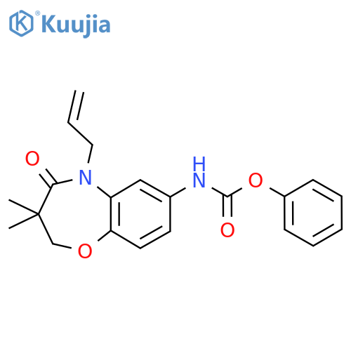 phenyl N-3,3-dimethyl-4-oxo-5-(prop-2-en-1-yl)-2,3,4,5-tetrahydro-1,5-benzoxazepin-7-ylcarbamate structure