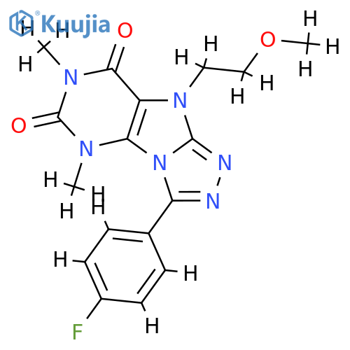 3-(4-fluorophenyl)-9-(2-methoxyethyl)-5,7-dimethyl-5H,6H,7H,8H,9H-1,2,4triazolo3,4-hpurine-6,8-dione structure