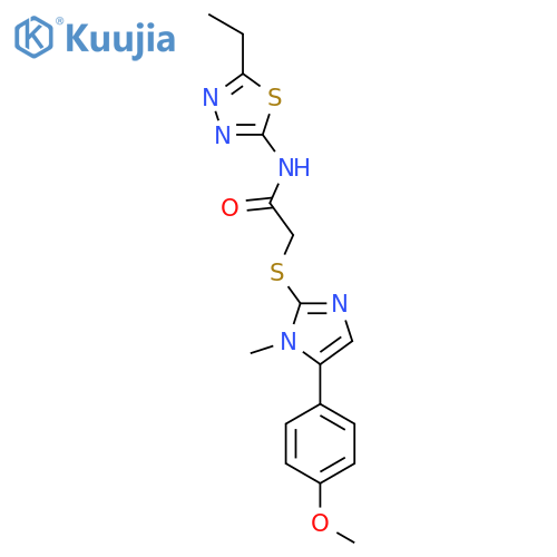 N-(5-ethyl-1,3,4-thiadiazol-2-yl)-2-{5-(4-methoxyphenyl)-1-methyl-1H-imidazol-2-ylsulfanyl}acetamide structure
