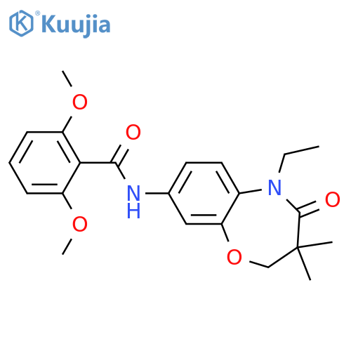 N-(5-ethyl-3,3-dimethyl-4-oxo-2,3,4,5-tetrahydro-1,5-benzoxazepin-8-yl)-2,6-dimethoxybenzamide structure