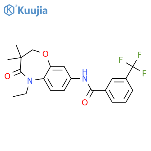 N-(5-ethyl-3,3-dimethyl-4-oxo-2,3,4,5-tetrahydro-1,5-benzoxazepin-8-yl)-3-(trifluoromethyl)benzamide structure