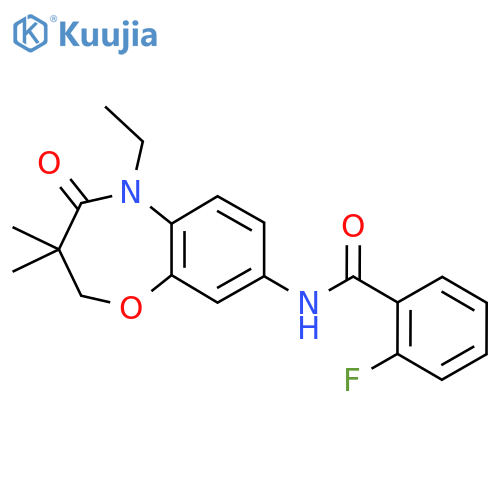 N-(5-ethyl-3,3-dimethyl-4-oxo-2,3,4,5-tetrahydro-1,5-benzoxazepin-8-yl)-2-fluorobenzamide structure