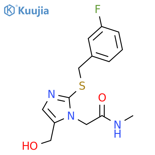 2-(2-{(3-fluorophenyl)methylsulfanyl}-5-(hydroxymethyl)-1H-imidazol-1-yl)-N-methylacetamide structure