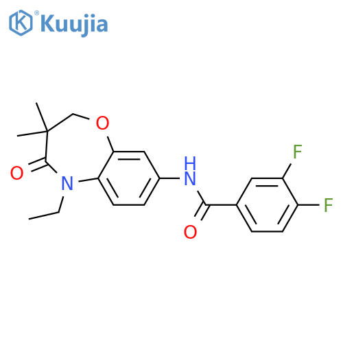 N-(5-ethyl-3,3-dimethyl-4-oxo-2,3,4,5-tetrahydro-1,5-benzoxazepin-8-yl)-3,4-difluorobenzamide structure