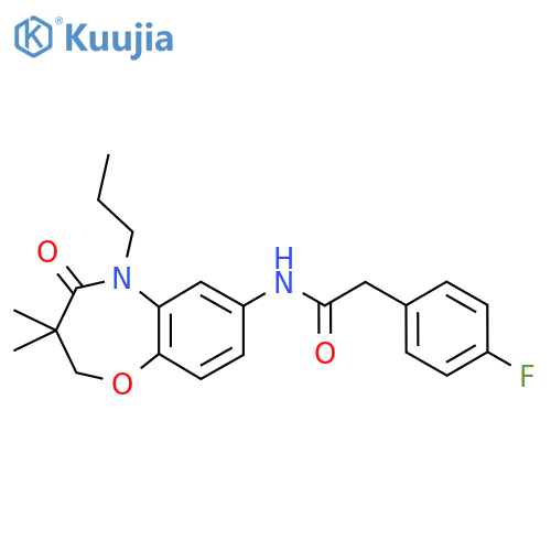 N-(3,3-dimethyl-4-oxo-5-propyl-2,3,4,5-tetrahydro-1,5-benzoxazepin-7-yl)-2-(4-fluorophenyl)acetamide structure