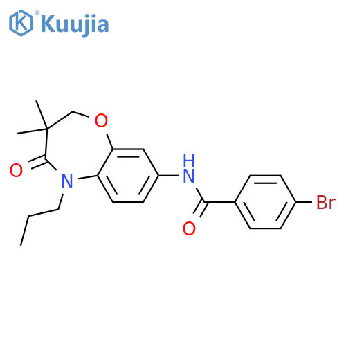 4-bromo-N-(3,3-dimethyl-4-oxo-5-propyl-2,3,4,5-tetrahydro-1,5-benzoxazepin-8-yl)benzamide structure
