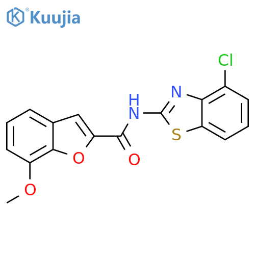N-(4-chloro-1,3-benzothiazol-2-yl)-7-methoxy-1-benzofuran-2-carboxamide structure