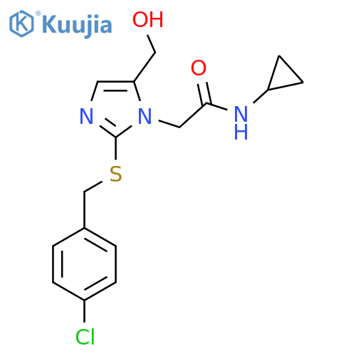 2-(2-{(4-chlorophenyl)methylsulfanyl}-5-(hydroxymethyl)-1H-imidazol-1-yl)-N-cyclopropylacetamide structure