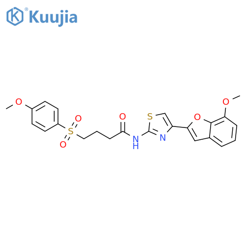 N-4-(7-methoxy-1-benzofuran-2-yl)-1,3-thiazol-2-yl-4-(4-methoxybenzenesulfonyl)butanamide structure