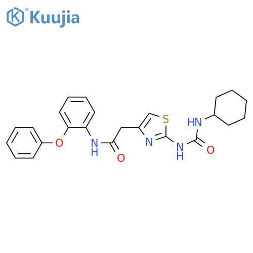 2-{2-(cyclohexylcarbamoyl)amino-1,3-thiazol-4-yl}-N-(2-phenoxyphenyl)acetamide structure
