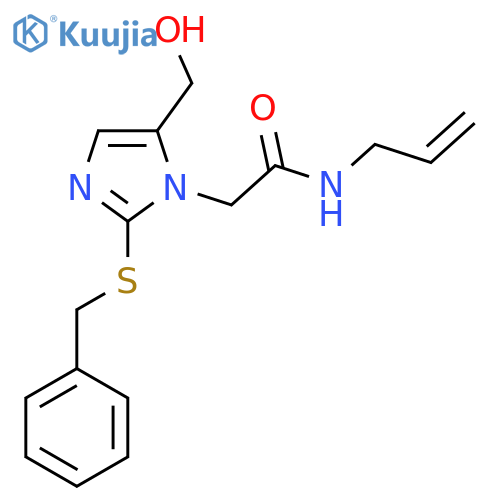 2-2-(benzylsulfanyl)-5-(hydroxymethyl)-1H-imidazol-1-yl-N-(prop-2-en-1-yl)acetamide structure