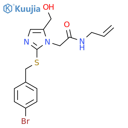 2-(2-{(4-bromophenyl)methylsulfanyl}-5-(hydroxymethyl)-1H-imidazol-1-yl)-N-(prop-2-en-1-yl)acetamide structure