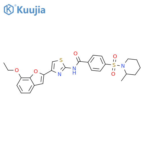 N-4-(7-ethoxy-1-benzofuran-2-yl)-1,3-thiazol-2-yl-4-(2-methylpiperidin-1-yl)sulfonylbenzamide structure