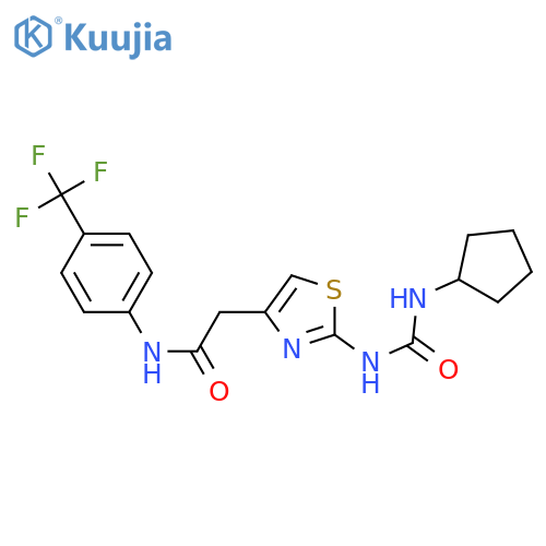 2-{2-(cyclopentylcarbamoyl)amino-1,3-thiazol-4-yl}-N-4-(trifluoromethyl)phenylacetamide structure