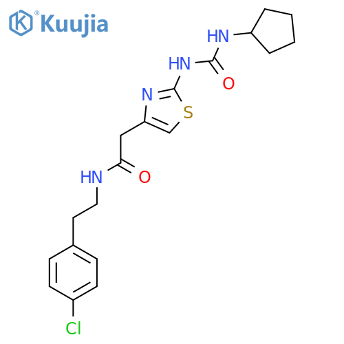 N-2-(4-chlorophenyl)ethyl-2-{2-(cyclopentylcarbamoyl)amino-1,3-thiazol-4-yl}acetamide structure