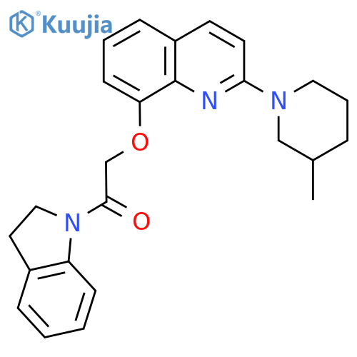 1-(2,3-dihydro-1H-indol-1-yl)-2-{2-(3-methylpiperidin-1-yl)quinolin-8-yloxy}ethan-1-one structure