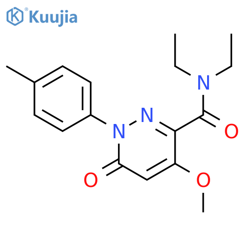 N,N-diethyl-4-methoxy-1-(4-methylphenyl)-6-oxo-1,6-dihydropyridazine-3-carboxamide structure