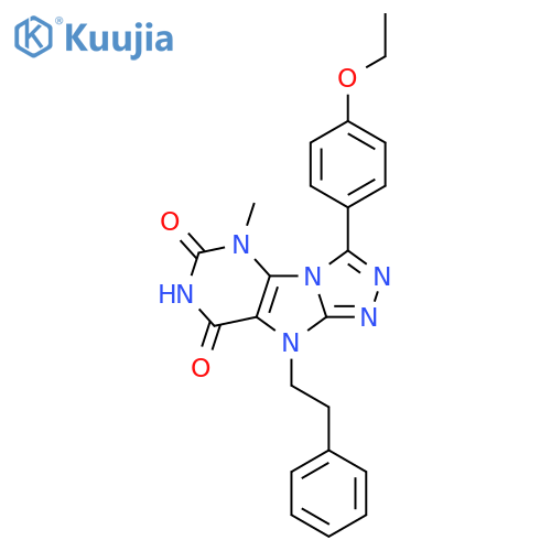 3-(4-ethoxyphenyl)-5-methyl-9-(2-phenylethyl)-5H,6H,7H,8H,9H-1,2,4triazolo3,4-hpurine-6,8-dione structure