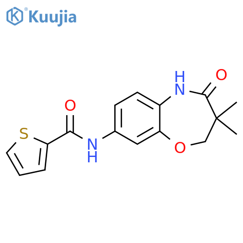 N-(3,3-dimethyl-4-oxo-2,3,4,5-tetrahydro-1,5-benzoxazepin-8-yl)thiophene-2-carboxamide structure