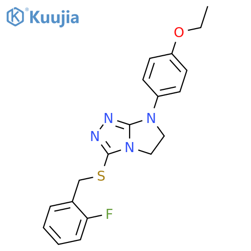 7-(4-ethoxyphenyl)-3-{(2-fluorophenyl)methylsulfanyl}-5H,6H,7H-imidazo2,1-c1,2,4triazole structure