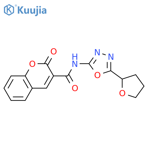 2-oxo-N-5-(oxolan-2-yl)-1,3,4-oxadiazol-2-yl-2H-chromene-3-carboxamide structure