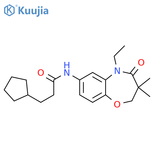3-cyclopentyl-N-(5-ethyl-3,3-dimethyl-4-oxo-2,3,4,5-tetrahydro-1,5-benzoxazepin-7-yl)propanamide structure