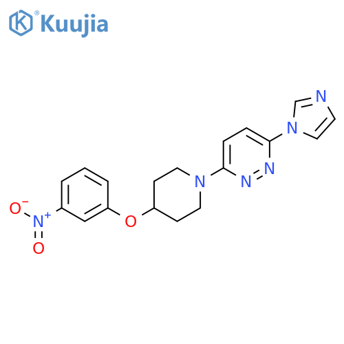 Pyridazine, 3-(1H-imidazol-1-yl)-6-[4-(3-nitrophenoxy)-1-piperidinyl]- structure