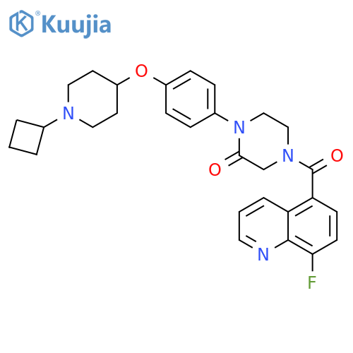2-Piperazinone, 1-[4-[(1-cyclobutyl-4-piperidinyl)oxy]phenyl]-4-[(8-fluoro-5-quinolinyl)carbonyl]- structure