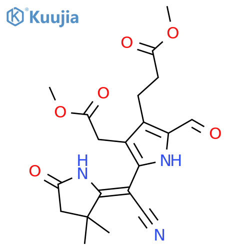 1H-Pyrrole-3-propanoic acid, 5-[cyano(3,3-dimethyl-5-oxo-2-pyrrolidinylidene)methyl]-2-formyl-4-(2-methoxy-2-oxoethyl)-, methyl ester, (E)- (9CI) structure